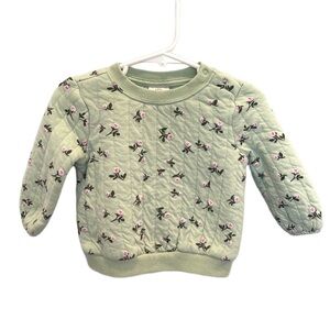 Cat & Jack Light Green Floral Quilted Baby Sweater Size 18 Months